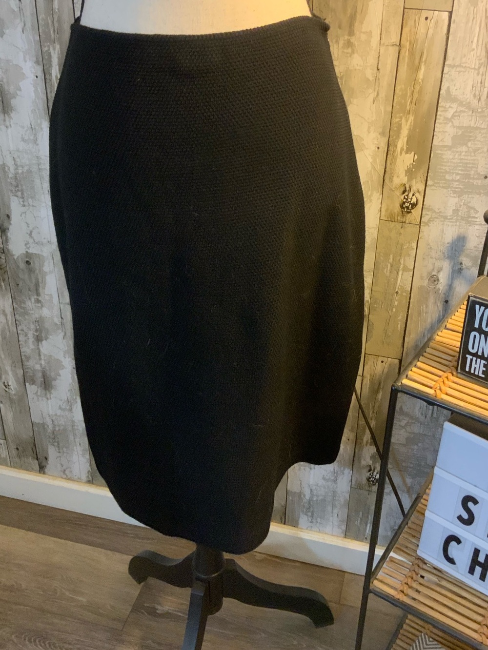St. John Black Knit Pencil Skirt